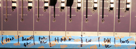 Tape on the mixing board